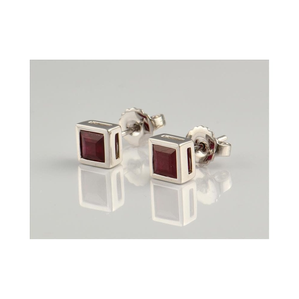 9ct White Gold Ruby Stud Earrings 1.12ct
