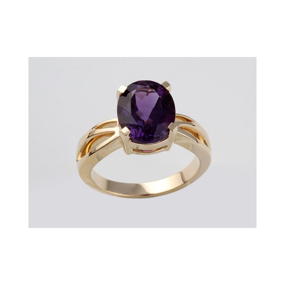 9ct Yellow Gold Single Stone Amethyst Ring 3.34ct