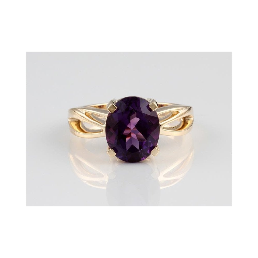 9ct Yellow Gold Single Stone Amethyst Ring 3.34ct