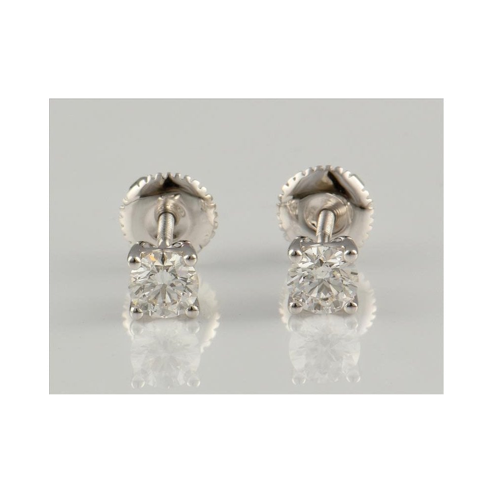 9ct White Gold Certificated Diamond Stud Earrings 0.73ct