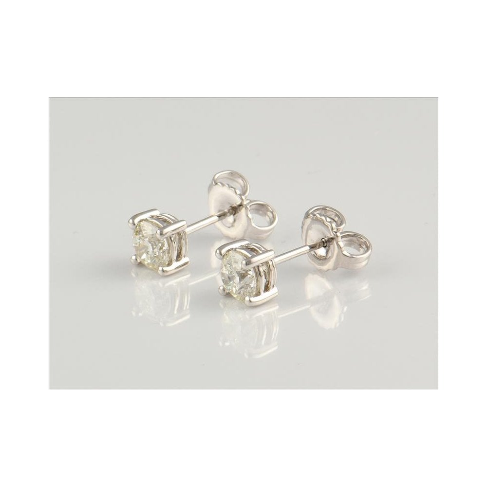 9ct White Gold Certificated Diamond Stud Earrings 1.00ct