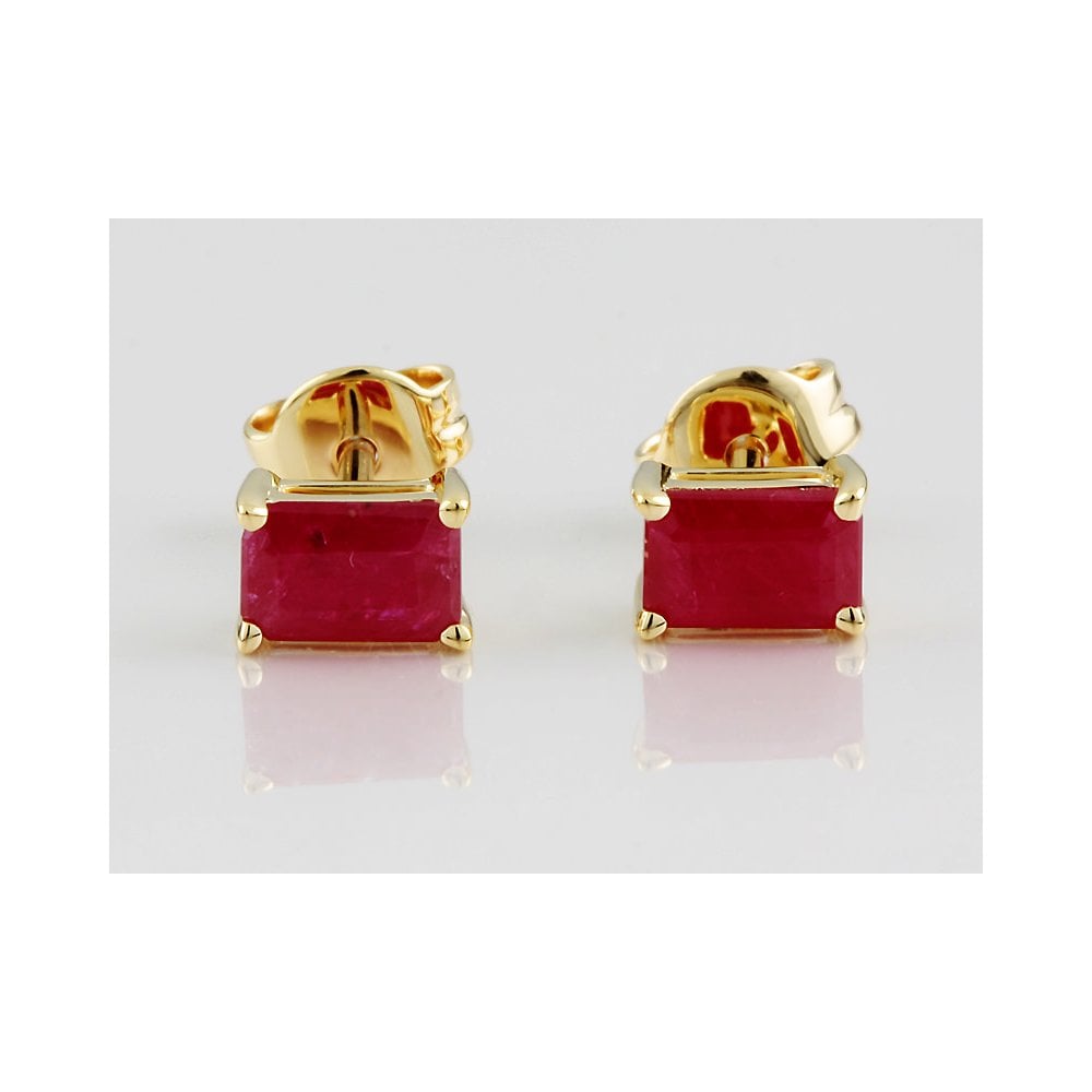 9ct Yellow Gold Ruby Earrings