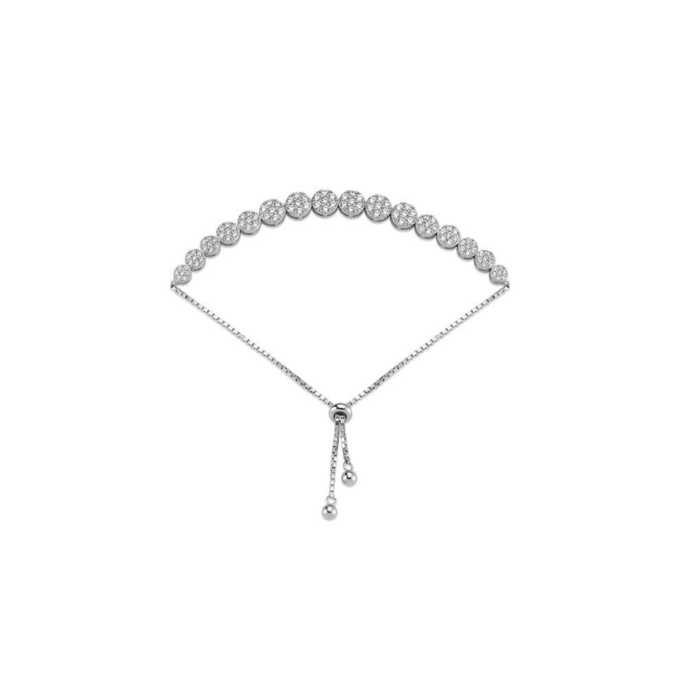 925 Silver CZ Cluster Toggle Bracelet