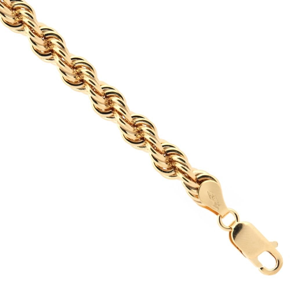 9ct Yellow Gold 6mm Gauge Hollow Diamond Cut Rope