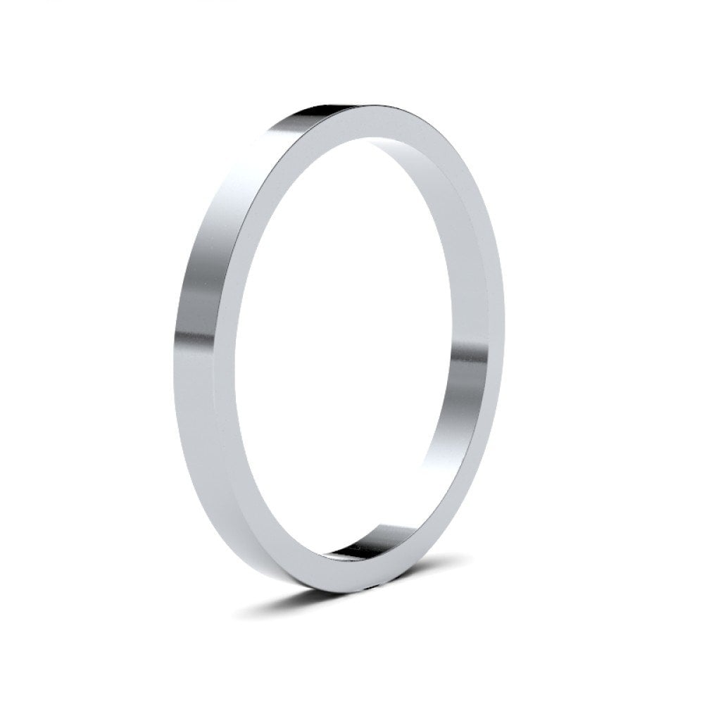 Platinum Standard Weight 2mm Flat Profile Mirror Finish Wedding Ring