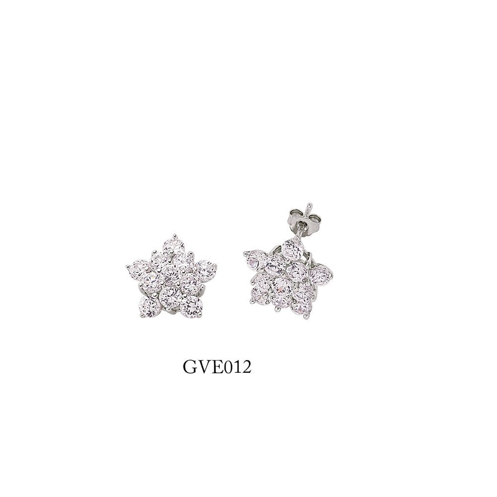 925 Sterling Silver Cubic Zirconia Star Studs