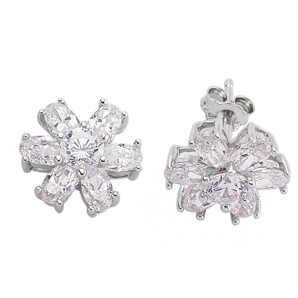 925 Sterling Silver Cubic Zirconia Star Studs
