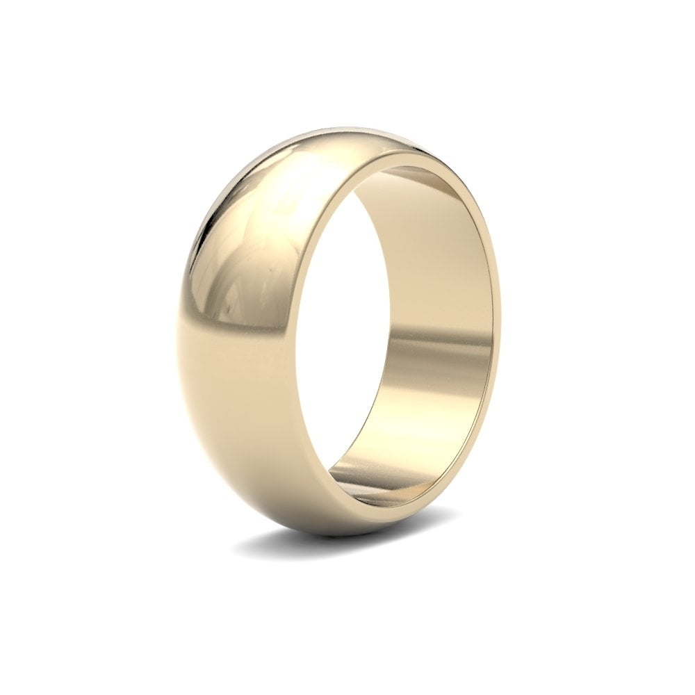 9ct Yellow Gold Standard Weight Court Profile Mirror Finish Wedding Ring