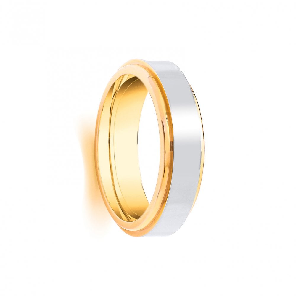 18ct Yellow and White Fancy 4mm Wedding Ring
