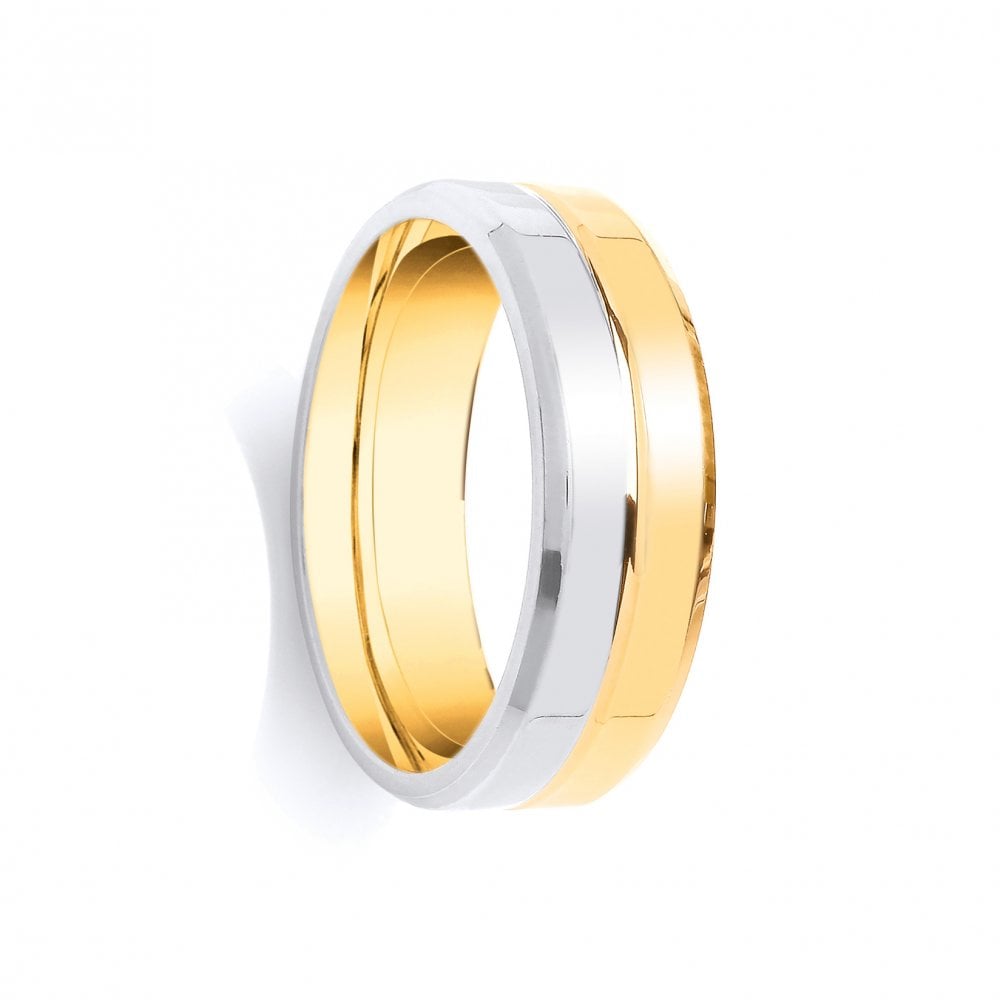 9ct Yellow and White 7mm Wedding Ring