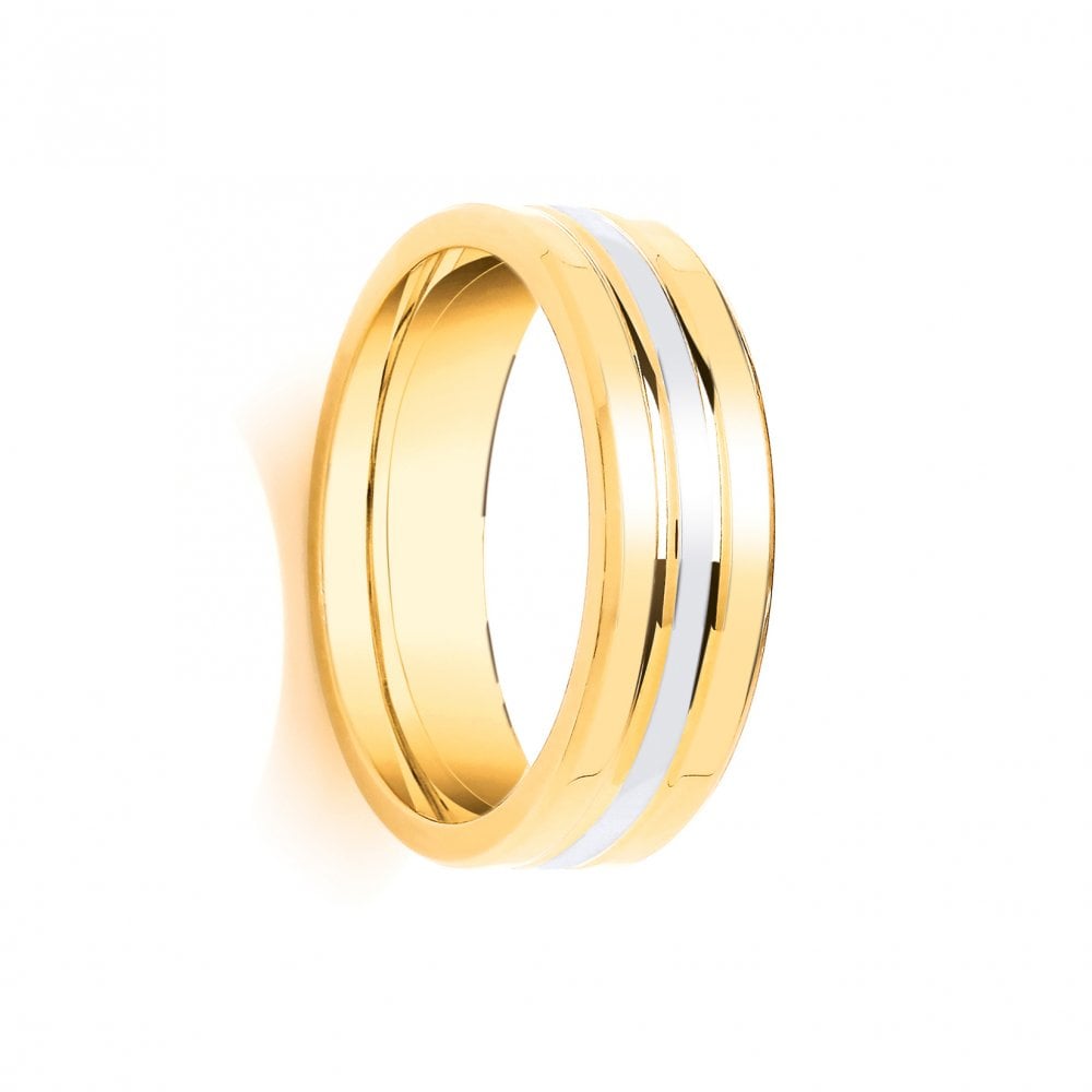 18ct Yellow and White Fancy 6mm Wedding Ring