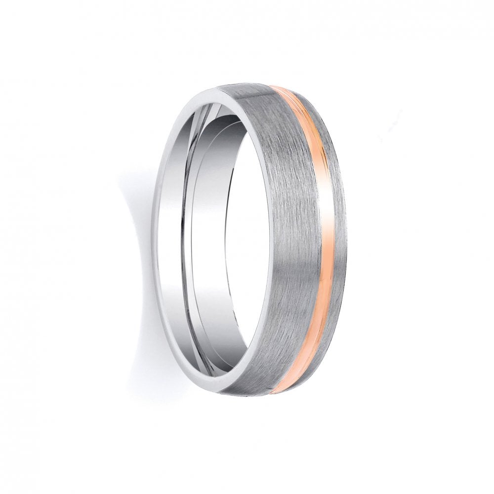 2 Colour 9ct Rose and White Fancy 6mm Wedding Ring