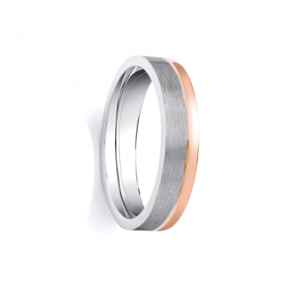 2 Colour 18ct Rose and White Fancy 6mm Wedding Ring