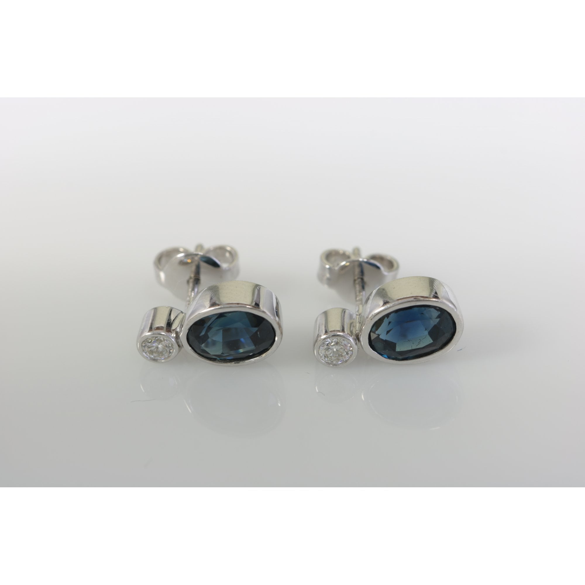 9ct White Gold Sapphire And Diamond Earrings