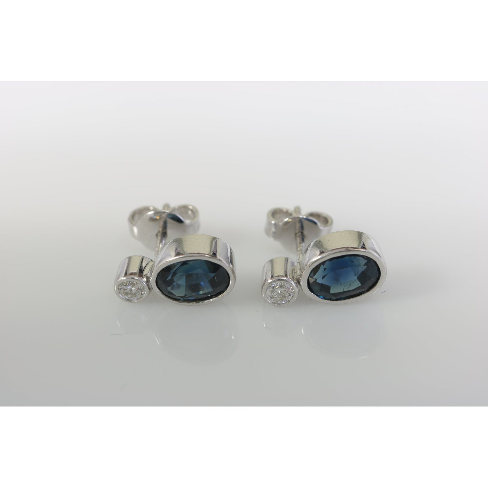 9ct White Gold Sapphire And Diamond Earrings