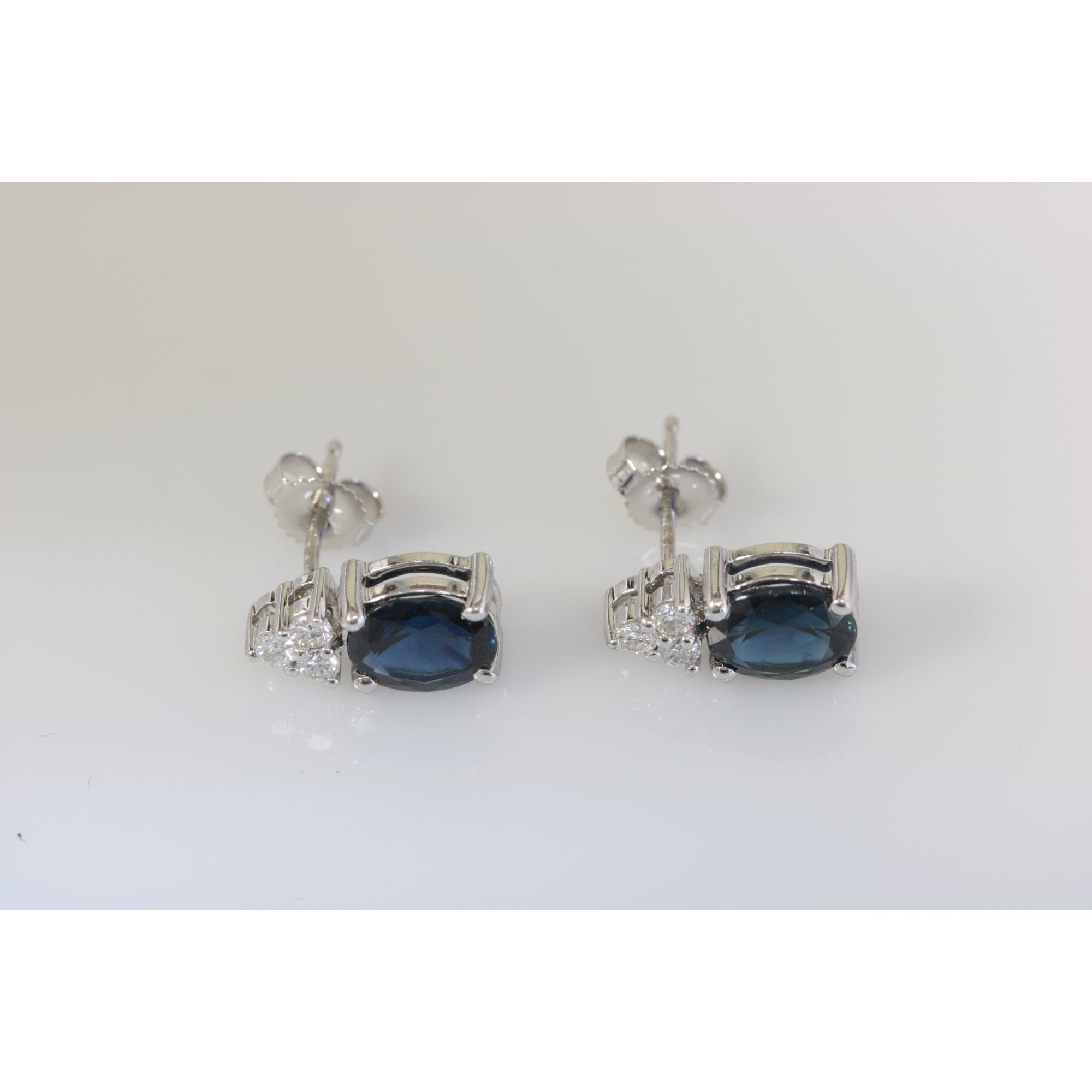 9ct White Sapphire And Diamond Stud Earrings