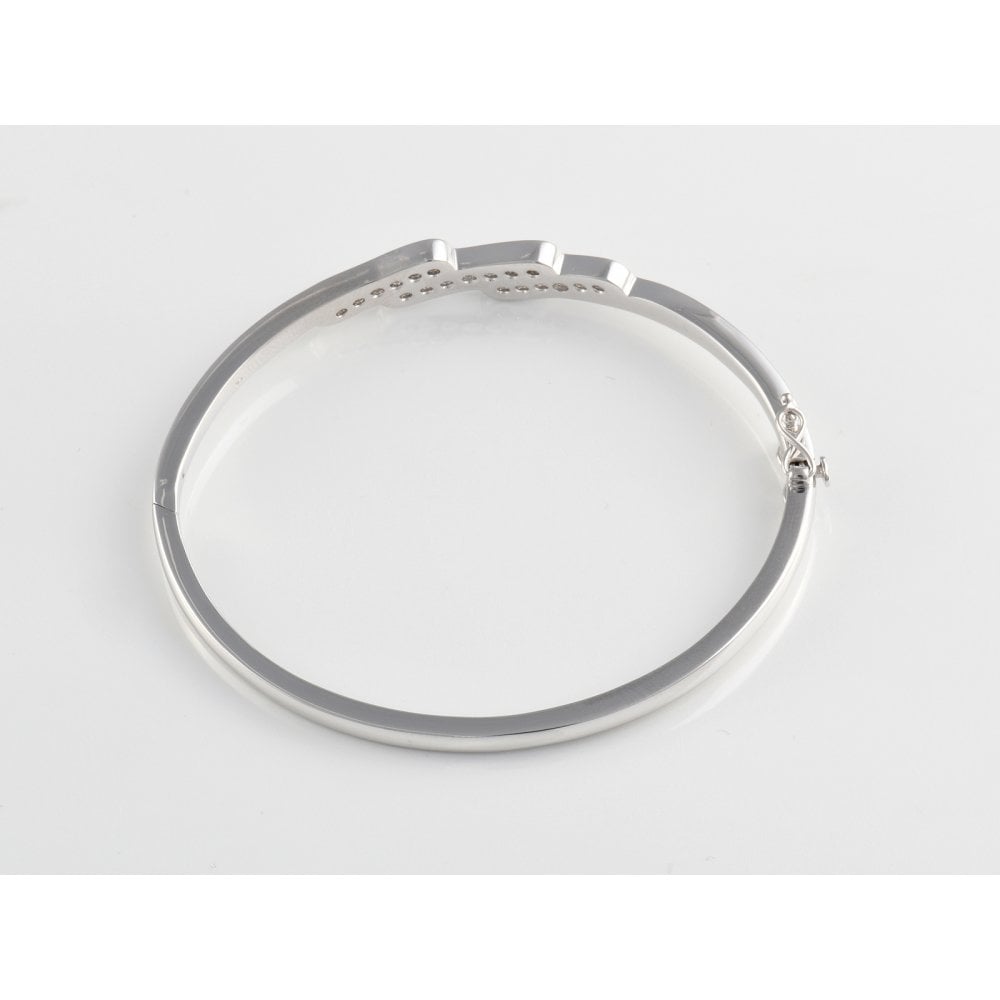 9ct White Gold Hinged Artisan Diamond Bangle 0.88ct