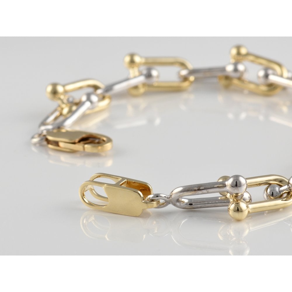 Sliver and 9ct Yellow Gold Fancy Link Bracelet.