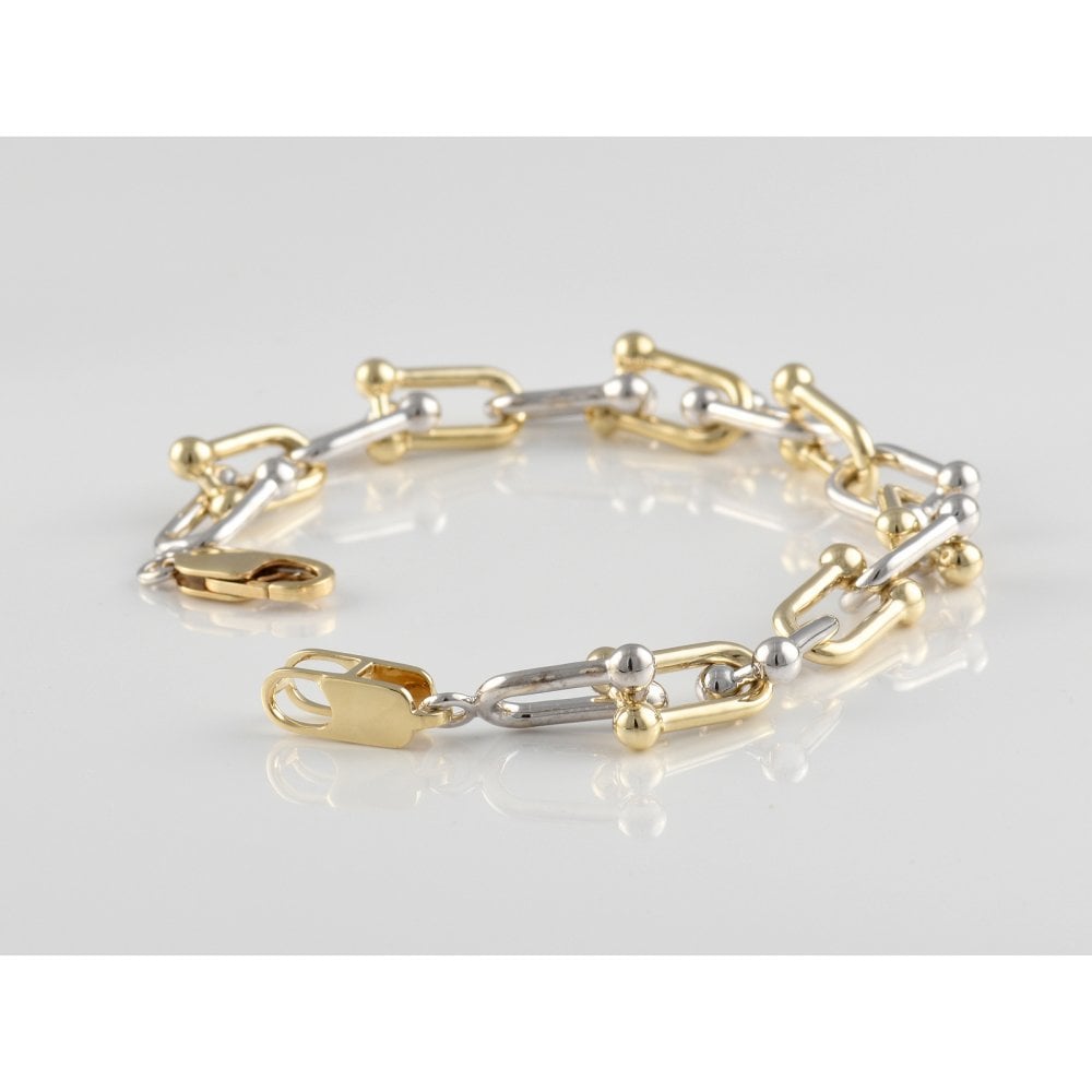Sliver and 9ct Yellow Gold Fancy Link Bracelet.