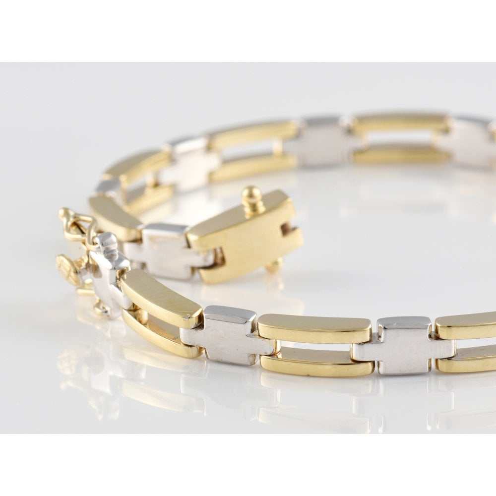 9ct Yellow And White Gold Fancy Link Bracelet