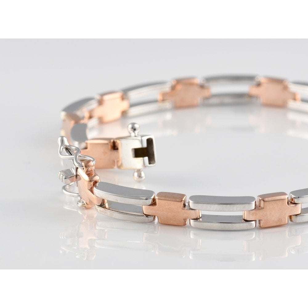 9ct White And Rose Gold Fancy Link Bracelet