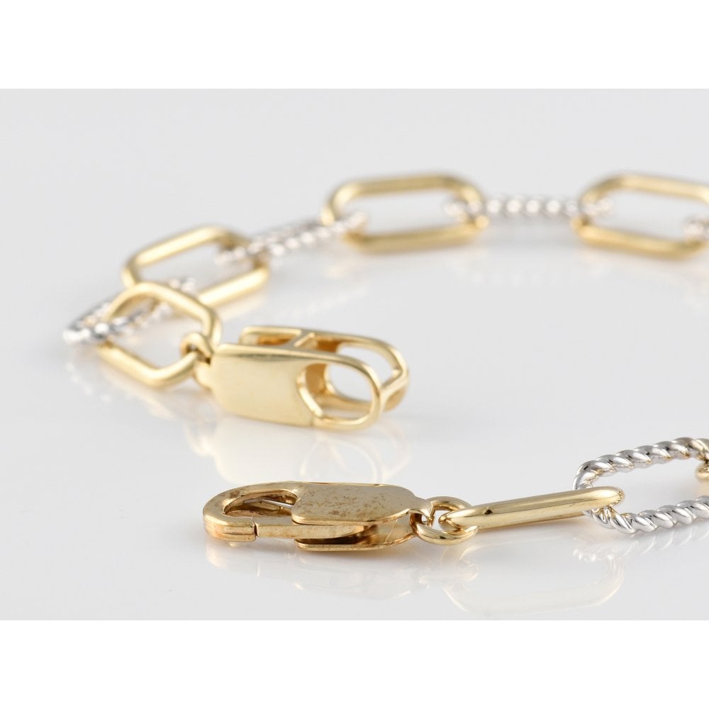 9ct Yellow And White Gold Fancy Link Bracelet