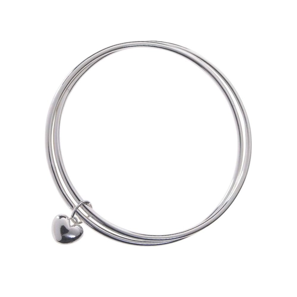 Silver Bangles with Heart