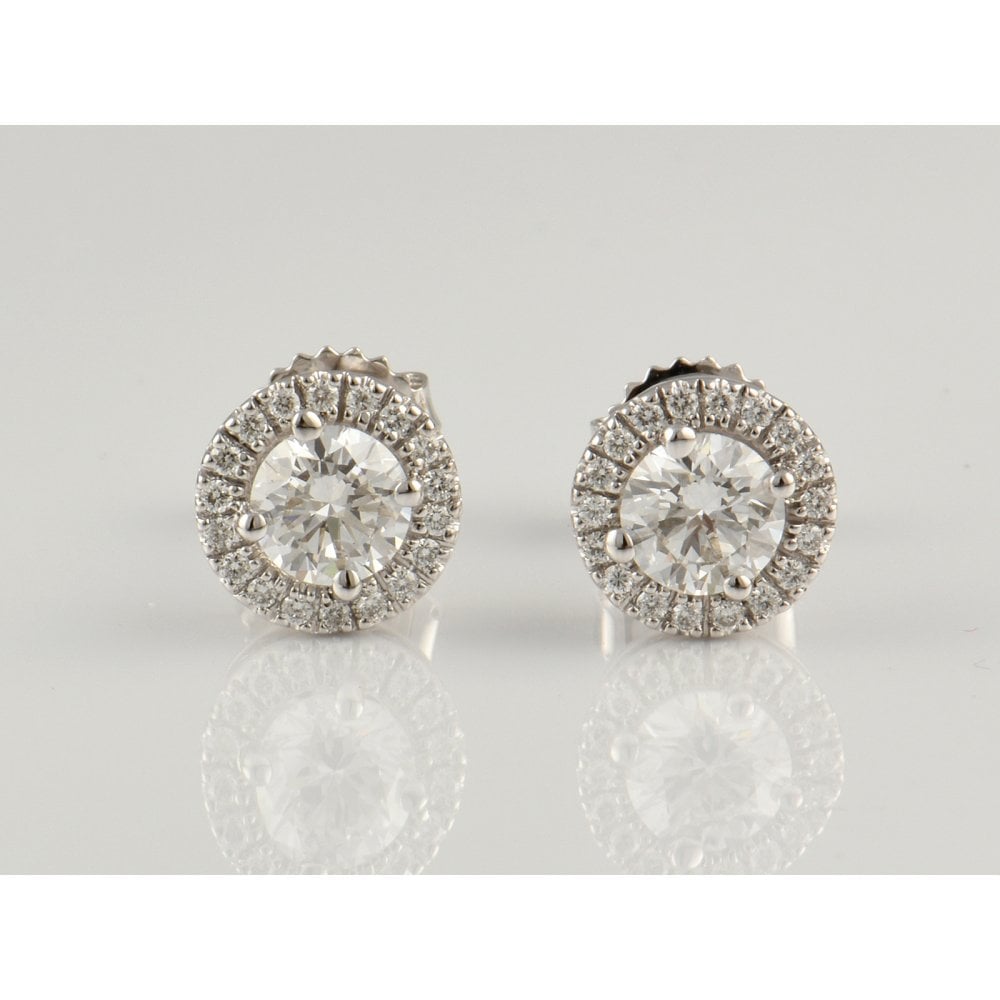 9ct white gold lab grown diamond cluster earrings