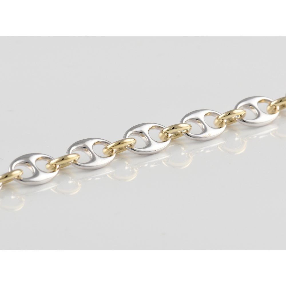 Silver and 9ct Yellow Gold Fancy Link Bracelet