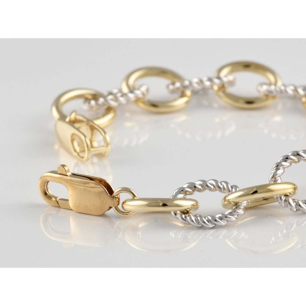 Silver and 9ct Yellow Gold Fancy Link Bracelet