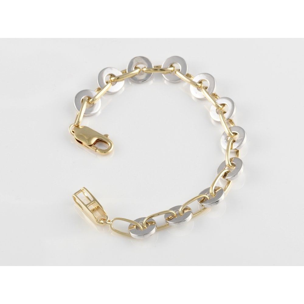 Silver and 9ct Yellow Gold Fancy Link Bracelet
