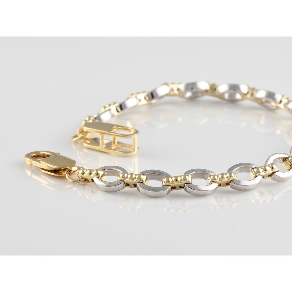 Silver and 9ct Yellow Gold Fancy Link Bracelet