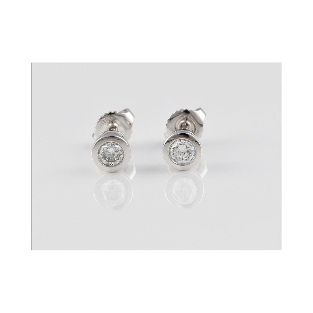 9ct White gold Rub Over Artisan Diamond Set Earrings 0.52ct