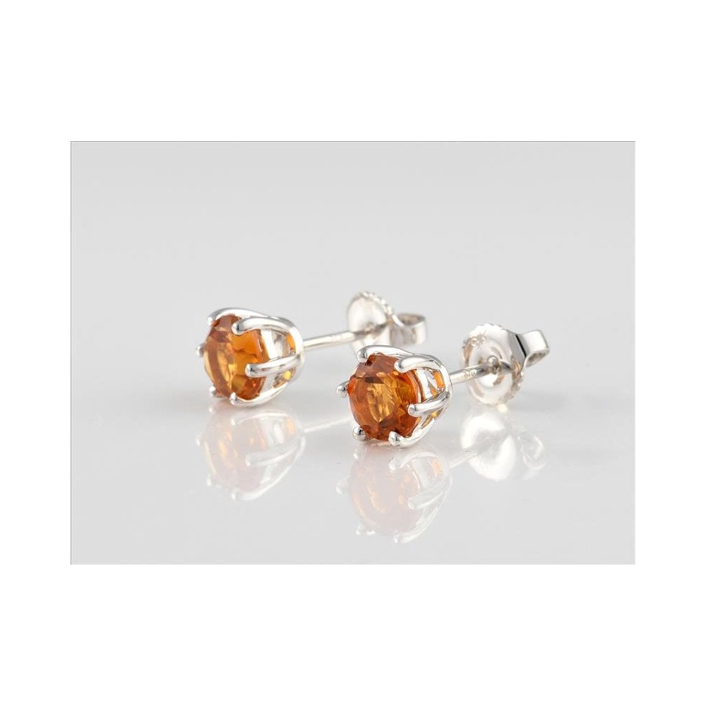 9ct White gold claw set citrine stud earrings 1.56ct