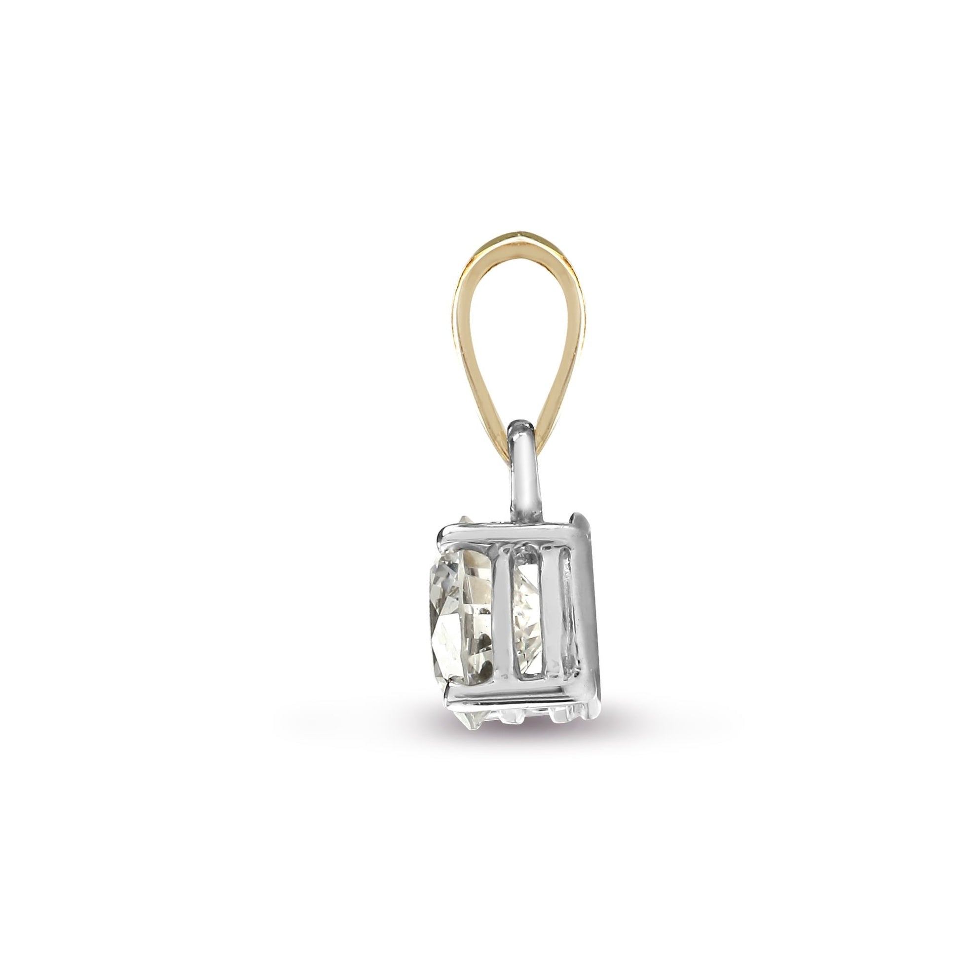 18ct Yellow Gold 75pt Lab Grown 4 Claw Diamond Solitaire Pendant