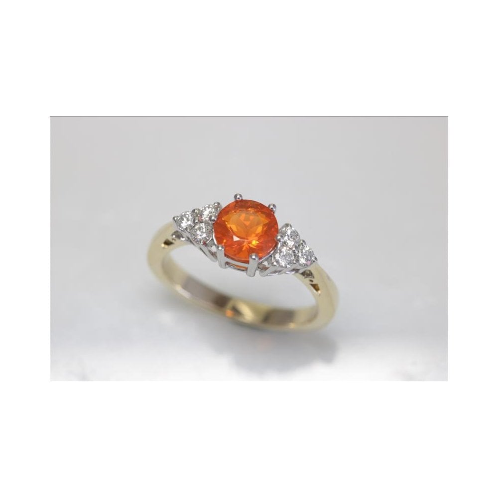 9ct Yellow and White Fire Opal 0.64ct and Diamond 0.20ct ring