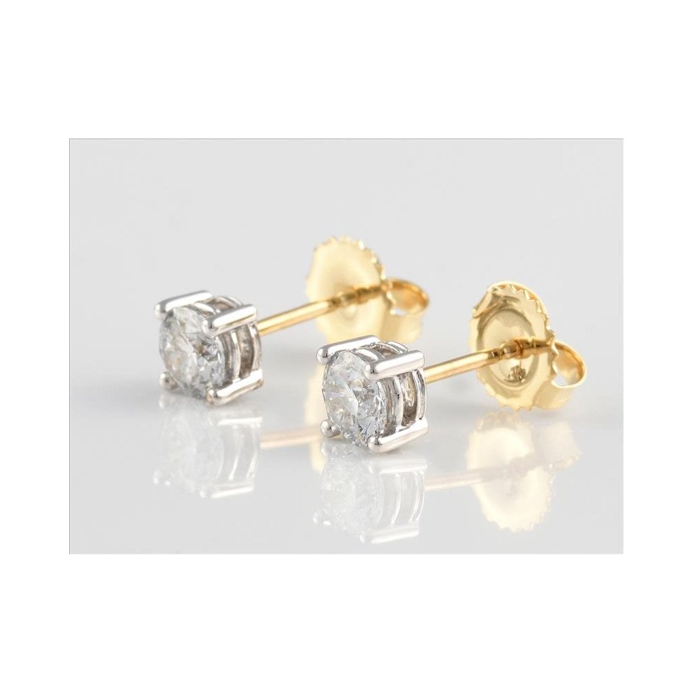 18ct Yellow And White Gold IGI Certificated Artisan Diamond Stud Earrings