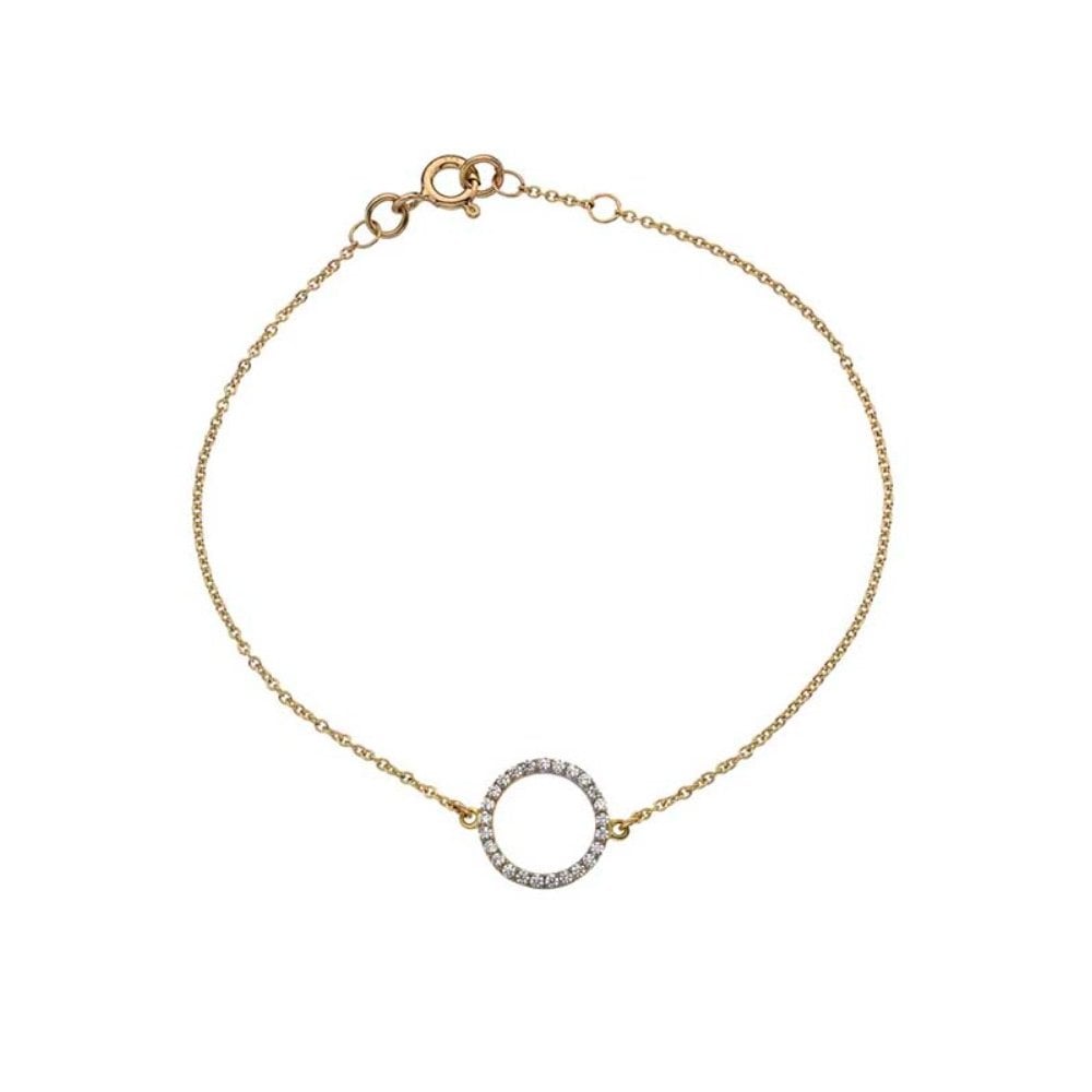 9ct Yellow Gold CZ Set Open Circle Bracelet.7.5inch
