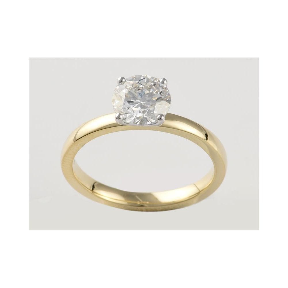 9ct Yellow and White Gold Artisan laboratory Grown Diamond Solitaire Ring