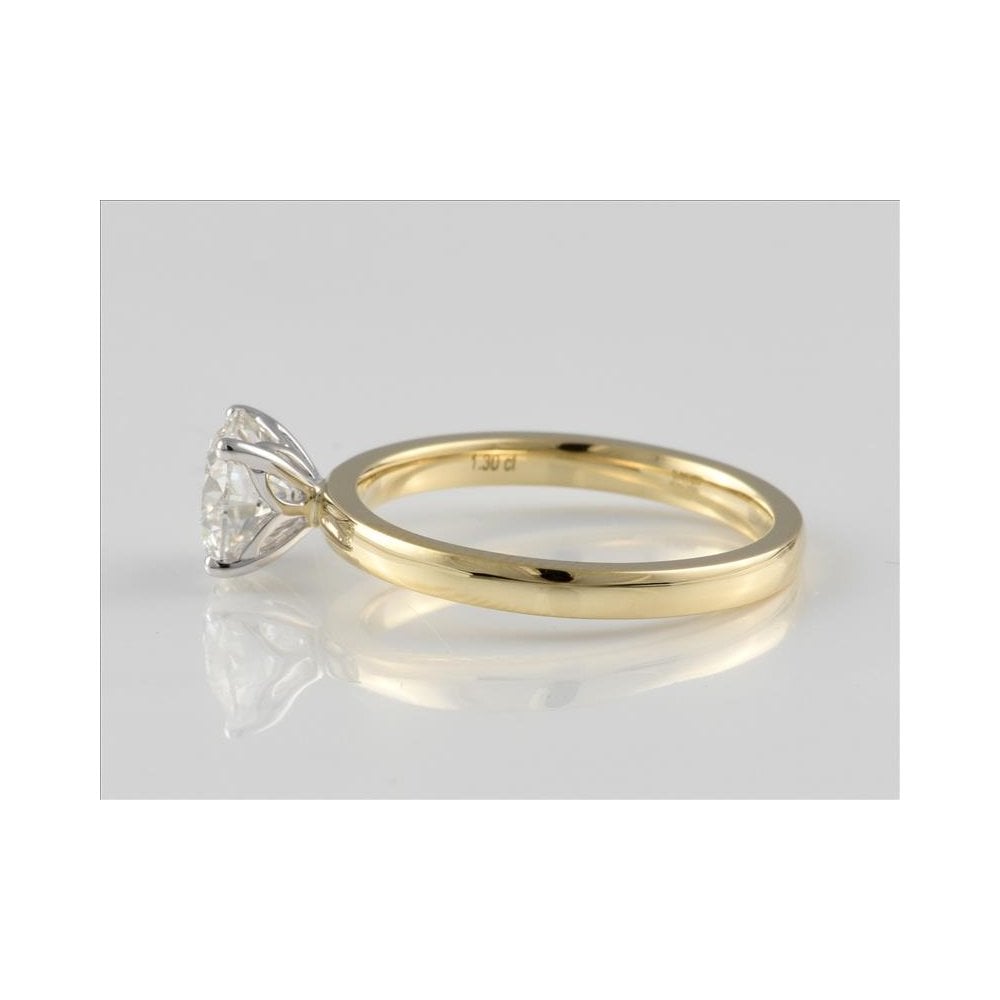 9ct Yellow and White Gold Artisan laboratory Grown Diamond Solitaire Ring
