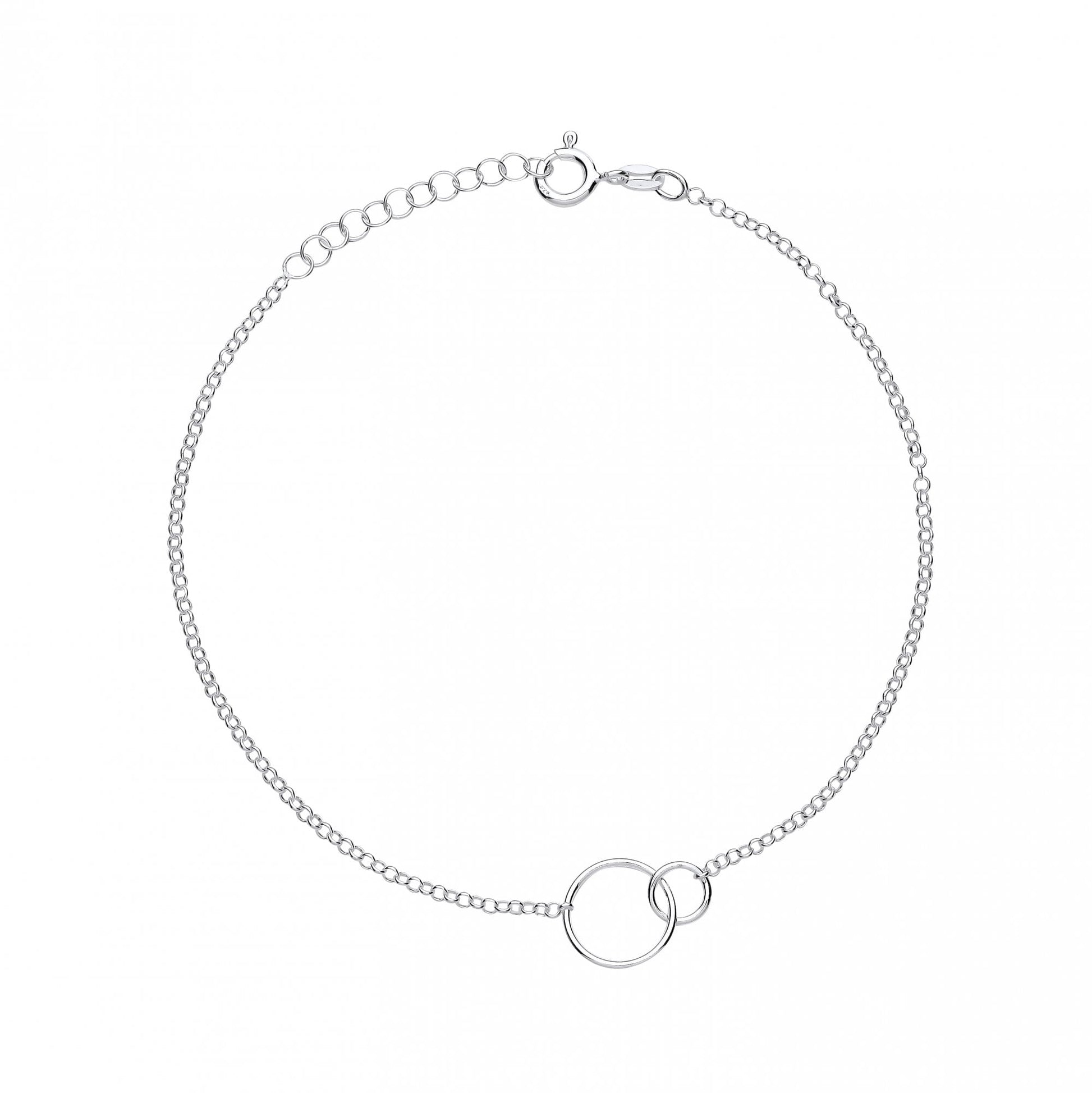 Silver Plated 10" Anklet With Double Circle Detail