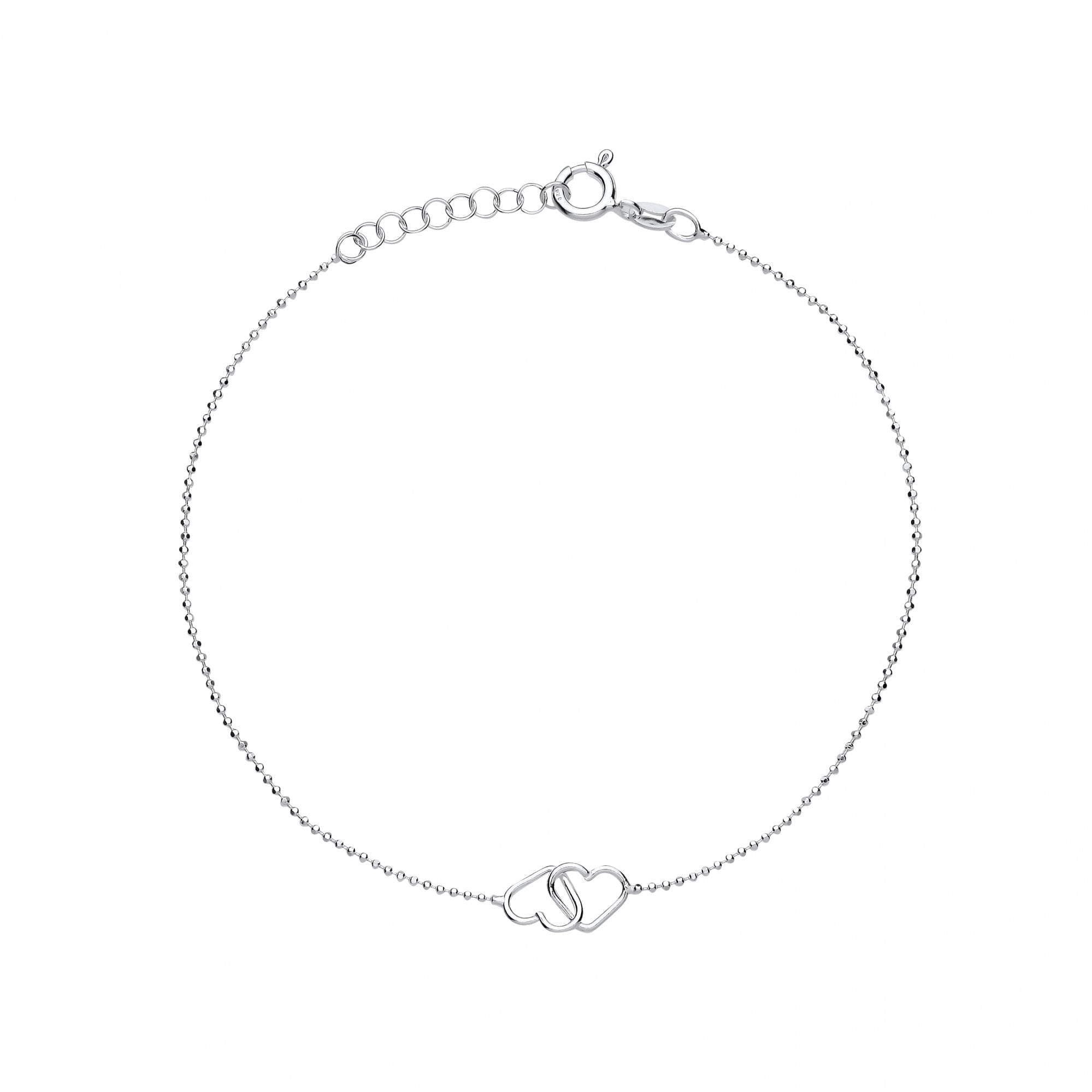 Silver Plated 10" Double Heart Bead Anklet