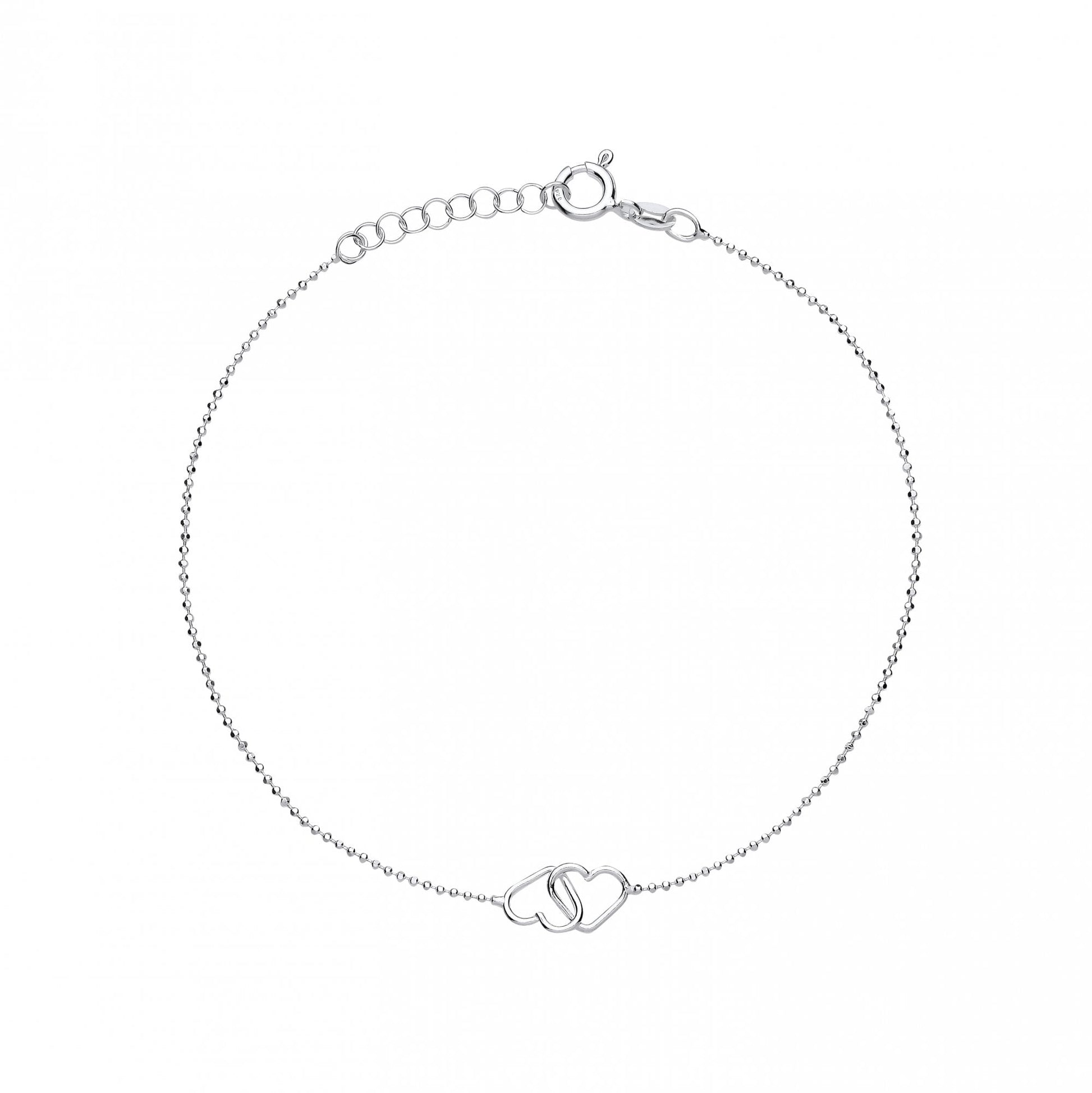 Silver Plated 10" Double Heart Bead Anklet