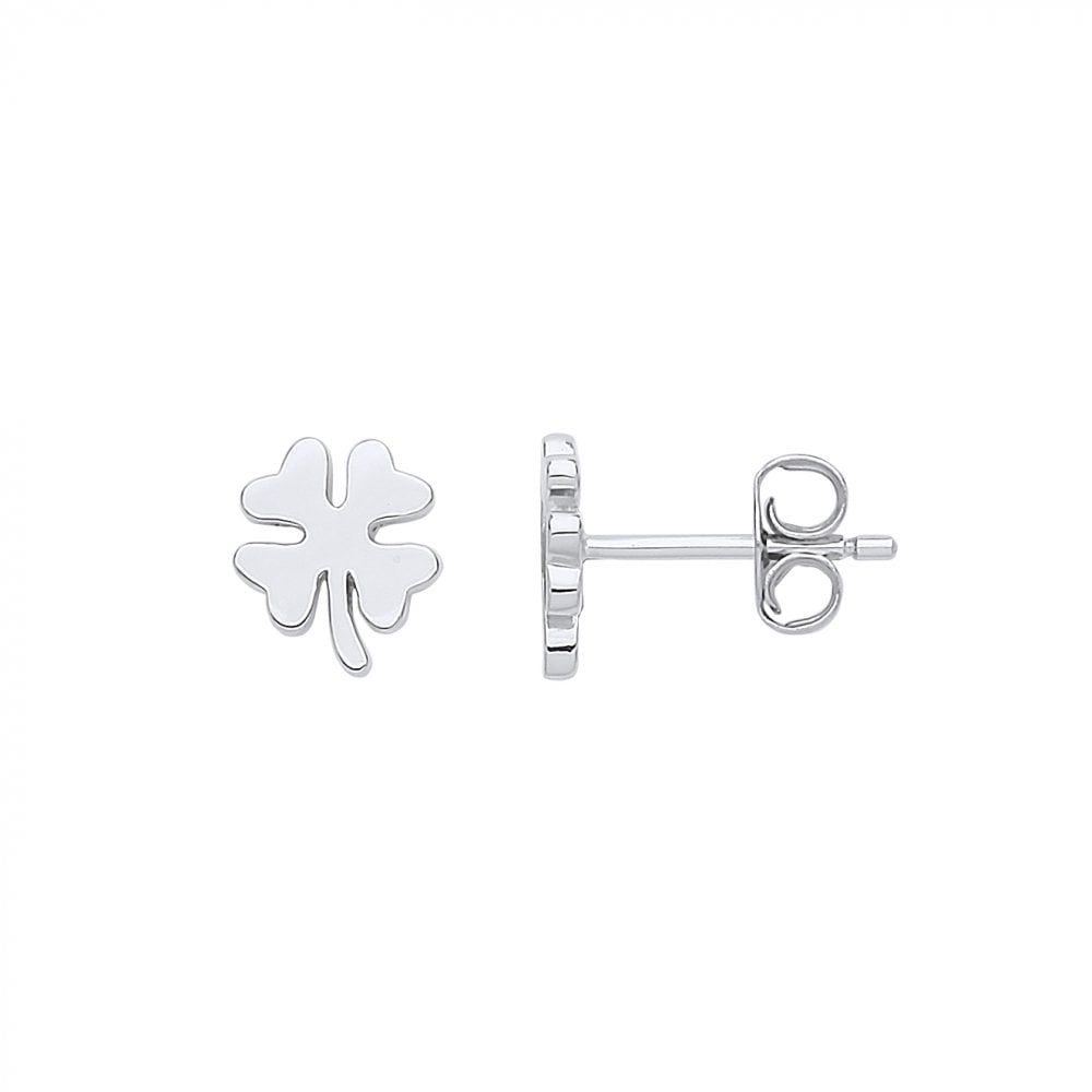 925 Sterling Silver Four Leaf Clover Stud Earrings