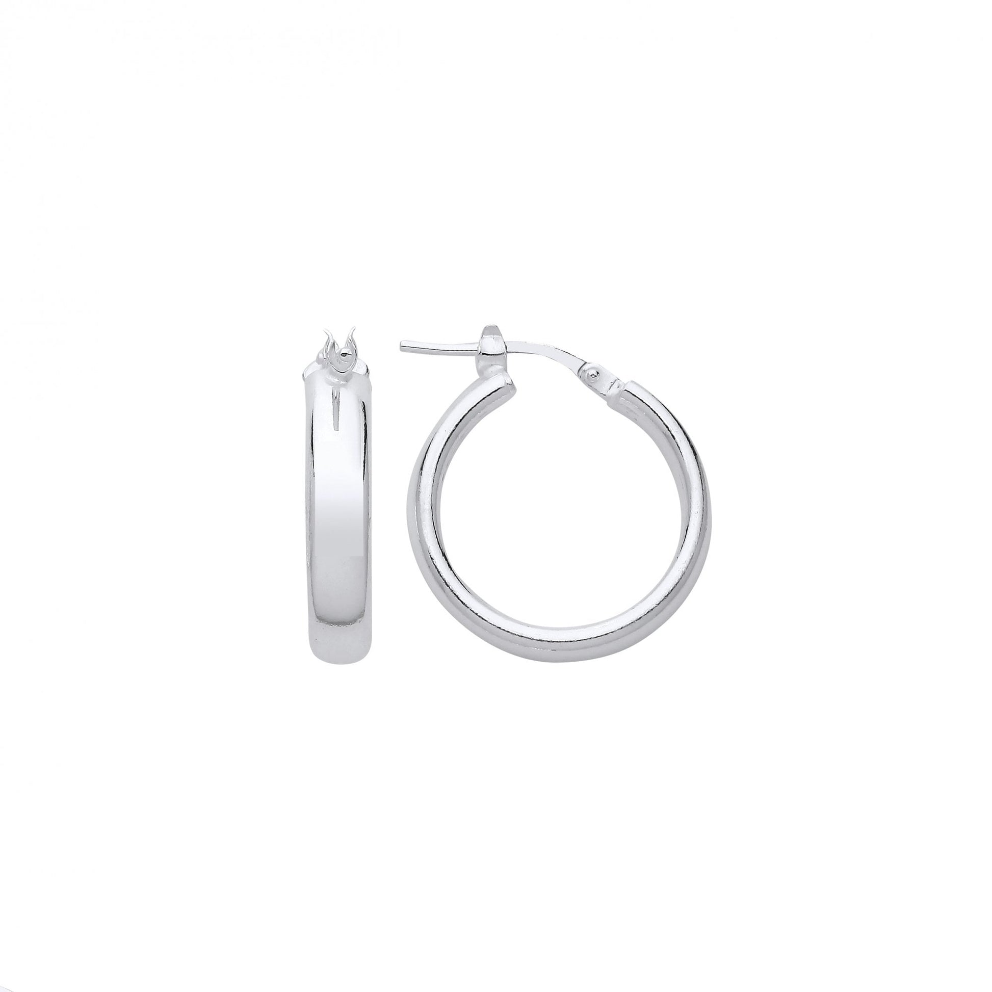 Silver 15mm Flat Hoop Earrings