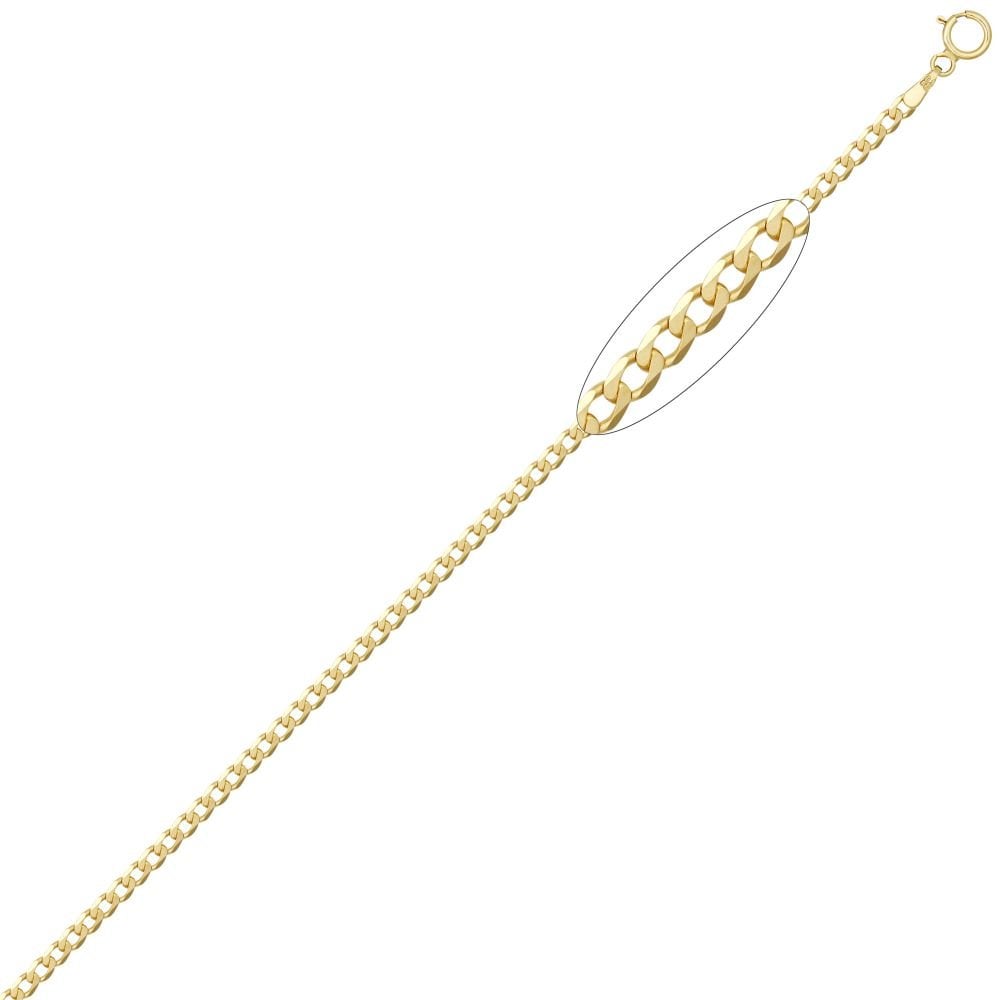 9ct Yellow Gold Flat Curb 2.3mm Gauge Pendant Chain
