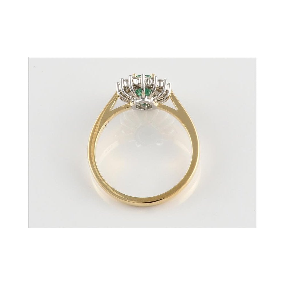 18ct Yellow Gold Platinum Set Emerald And Diamond Ring