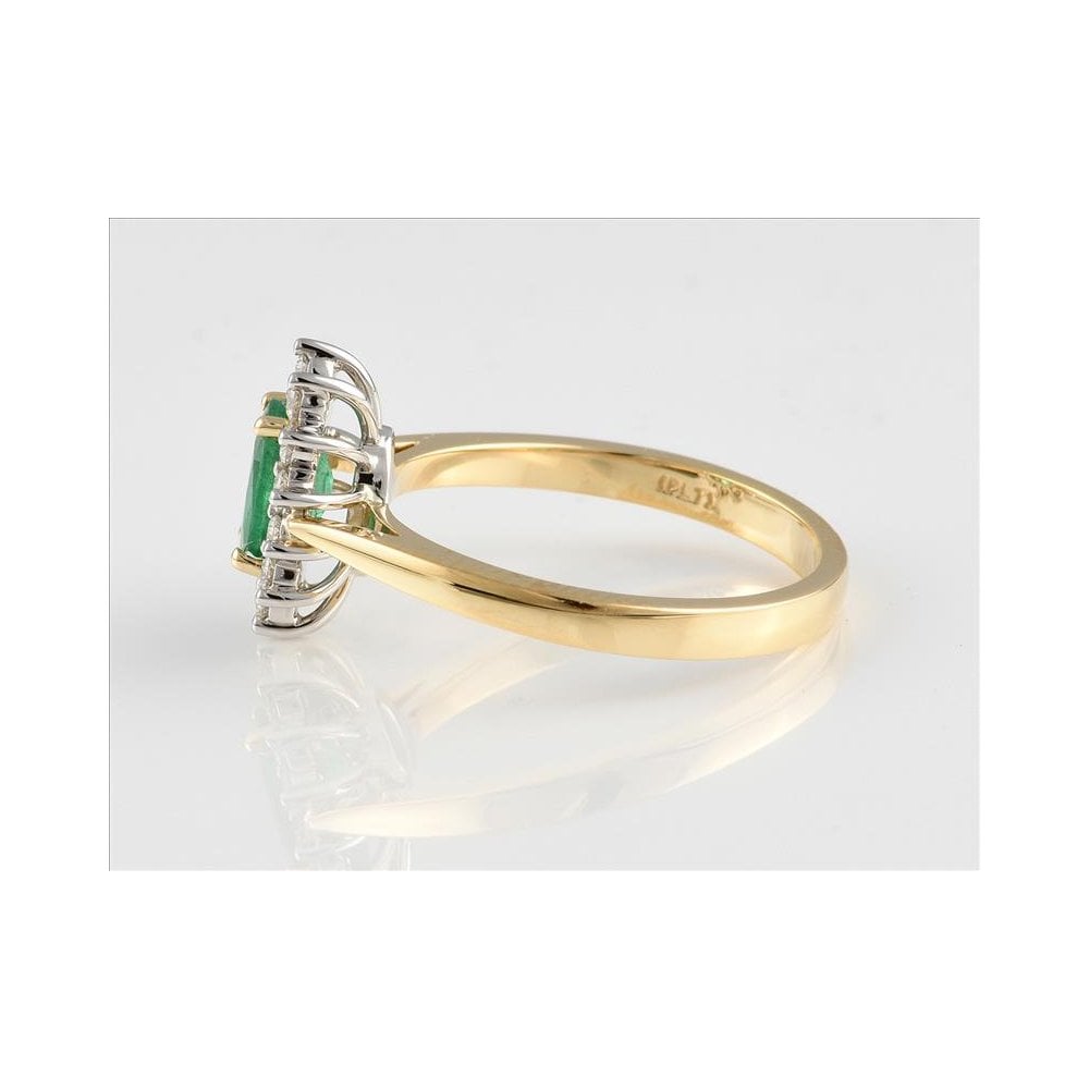 18ct Yellow Gold Platinum Set Emerald And Diamond Ring