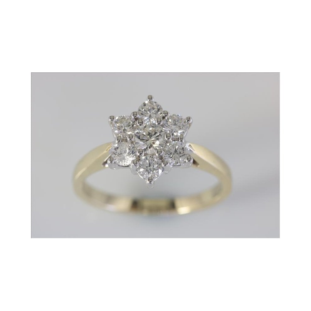 9ct Yellow and White Gold Diamond Cluster Ring.