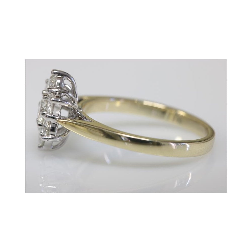 9ct Yellow and White Gold Diamond Cluster Ring.